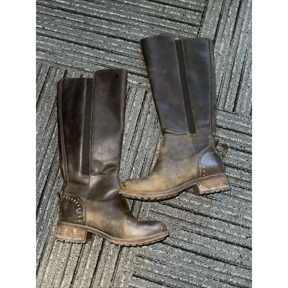 UGG Vinson Tall Women's Leather Boot Stout Color Back Zip Wool Insole Size‎ 7
